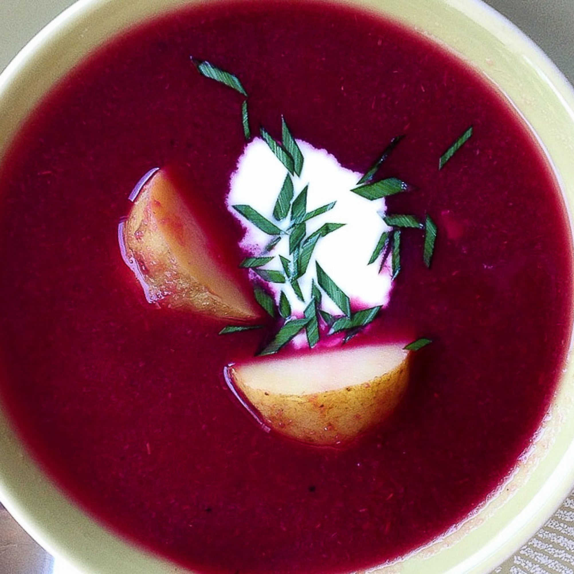 borscht and a hot potato