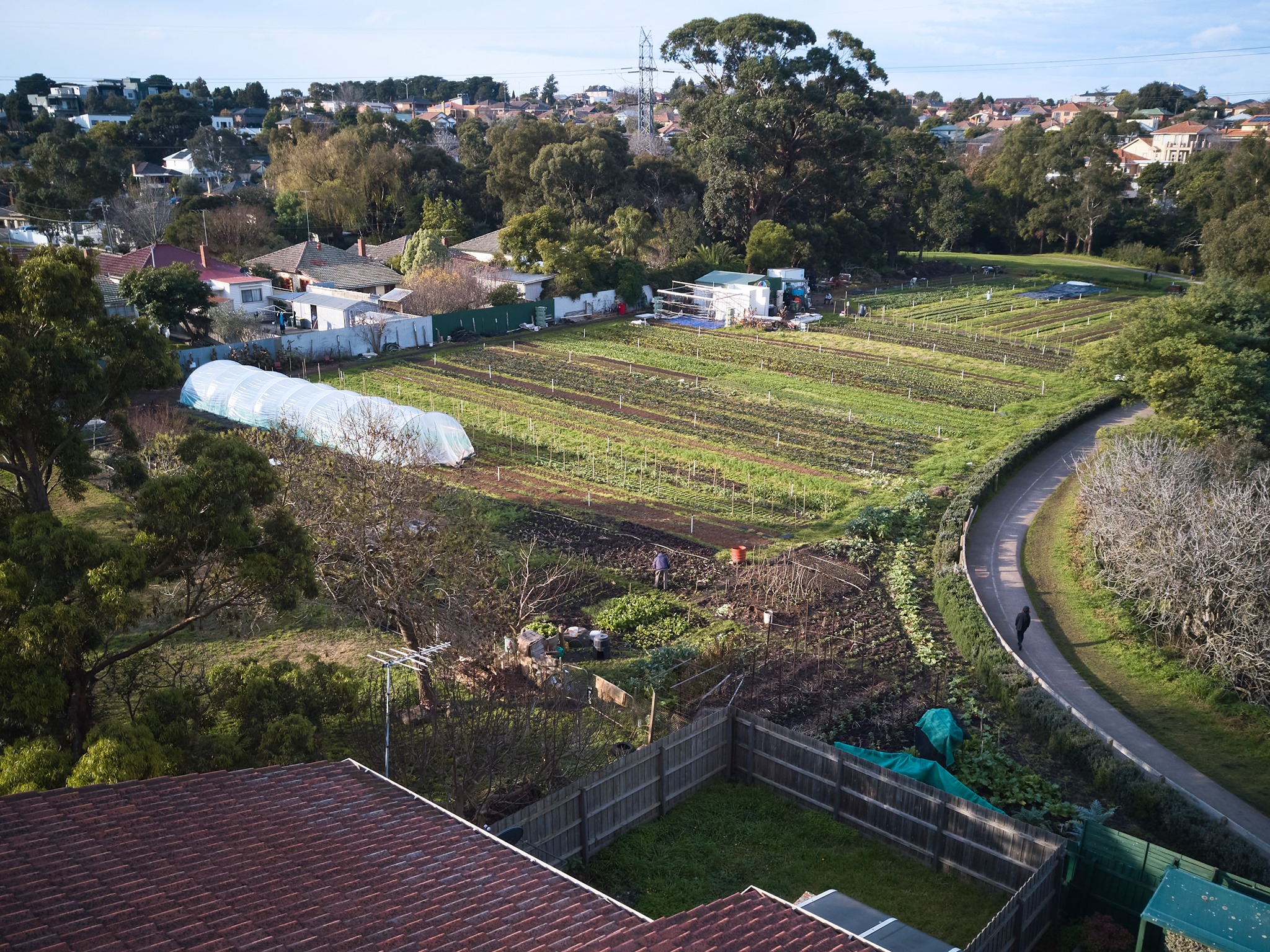 Aerial view of CERES Joe's Garden, Coburg. 2022