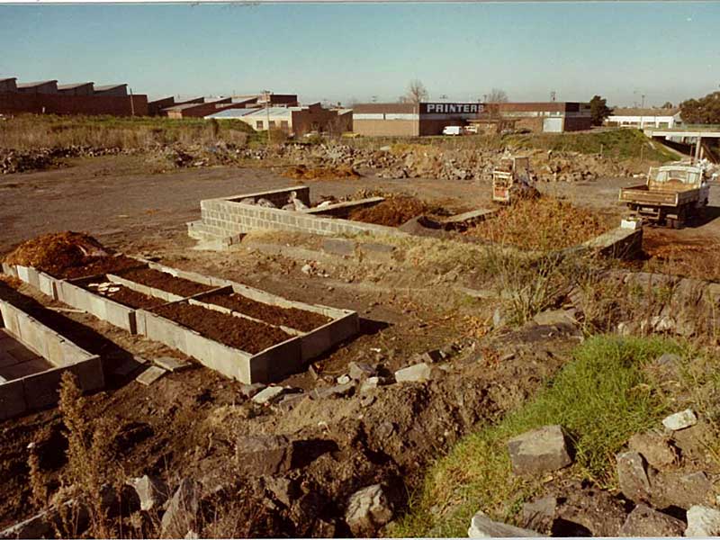 CERES Brunswick site and piles of materials - 40 years of CERES archive.